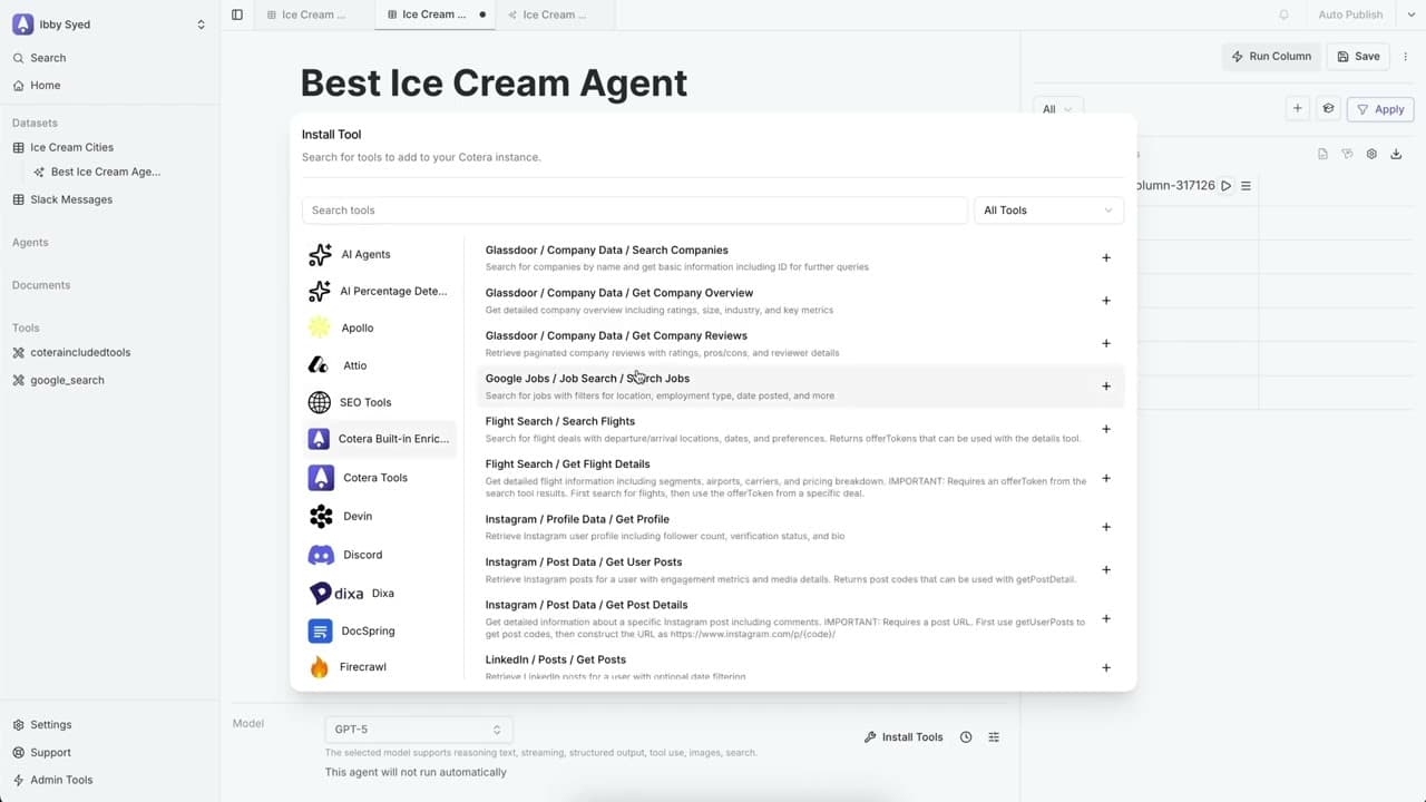 Getting started with agents in datasets tutorial